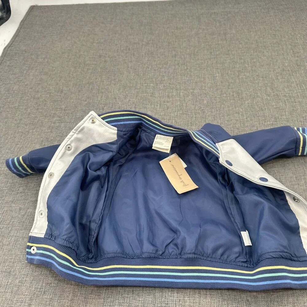 NEW! Baby Boy First Impressions Jacket Metallic Silver‎ & Blue Snaps 0--3 months